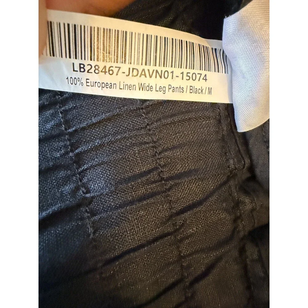 Quince Linen Pants Womens Medium Black 100% European Linen Wide Leg Pant